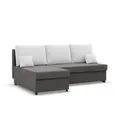 Produktbild: Mebligo Kemi - Ecksofa mit Schlaffunktion, Bettkastem, Komfort und Still, Schaum, grau + weiß (Mikrofaza 27)