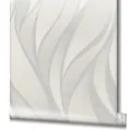 Produktbild: Vliestapete Wellen Grafisch beige silber Glanz Novamur Hailey 82234 (3,24€/1qm)