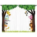 Produktbild: Abakuhaus Gardine Schlafzimmer Kräuselband Vorhang mit Schlaufen und Haken, Kindergarten Bäume Freundlich Jungle bunt 280 cm x 245 cm