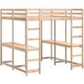 Produktbild: vidaXL Hochbett mit Schreibtisch & Leiter 160x200 cm Massivholz Kiefer 3284233
