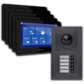 Produktbild: Goliath Basic Line 5-Familienhaus Video Türsprechanlage Monitor Schwarz - Anthrazit Ausenstation Aufputz Dose