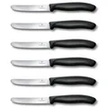 Produktbild: Victorinox Swiss Classic, Frühstücksmesser, Brötchenmesser, Scharfe Klinge, Wellenschliff, 11 cm, Kunststoffgriff, Rostfreier Stahl, Set 6teilig, Schwarz