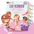 Produktbild: MeinBaby123 110 hautfreundliche Kinder Tattoos mit Meerjungfrauen, Meerjungfrau Tattoo Kinder, Kindertattoos zum Aufkleben, vegan & made in Germany (Meerjungfrau)