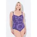 Produktbild: Ulla Popken Badeanzug Badeanzug drapiert Softcups Zierperlen recycelt blau 52