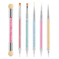 Produktbild: 6 Stück Nagel Pinsel Set, Doppel-Ende Nageldesign Pinsel, Acryl Nail art Pins...