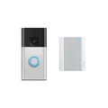 Produktbild: RING Battery Video Doorbell (Satin Nickel) + Chime (2.Gen) Smarte Türklingel NEU