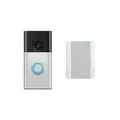 Produktbild: RING Battery Video Doorbell (Satin Nickel) + Chime (2. Gen) Smarte Türklingel