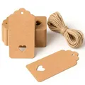 Produktbild: Geschenkanhänger 50 Stück Blanko Braune Papieranhänger mit Schnur 6x 5 cm für Hochzeitsgeschenke Geburtstag Weihnachten [ Weihnachtsbaum ]