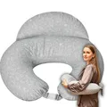 Produktbild: sei Design Stillkissen klein Baby- Stillhörnchen mit abnehmbaren Stillkissenbezug aus 100% Baumwolle - Stillmond - Stillkissen Mond Lagerungskissen, Baby Erstausstattung (niedliche Kätzchen grau)