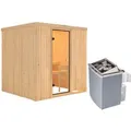 Produktbild: Woodfeeling Sauna Tromsö inkl. 9 kW Ofen mit integr. Strg., Glastür Bronziert