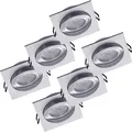 Produktbild: 6er Set Oktaplex Einbaustrahler Alu schwenkbar inkl. LED Modul 4.000K warmweiß - Deckenspot Aluminium gebürstet