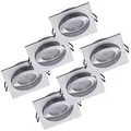 Produktbild: Oktaplex 6er Set Einbaustrahler mit LED Modul Lyon Schwenkbar 4,8W 4000K 230V 380lm neutralweiss Aluminium eckig Deckenspots Lochmaße 80mm
