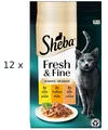 Produktbild: (€ 12,13/kg) SHEBA Fresh & Fine in Sauce Huhn Truthahn Ente 72 x 50 g Beutel
