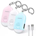 Produktbild: Inateck Persönlicher Alarm Wiederaufladbarer Selbstverteidigungsalarm Schlüsselanhänger mit LED-Beleuchtung für Frauen, Männer, Kinder und ältere Menschen, 130 db, 3er-Pack, PA1001