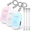 Produktbild: Inateck Taschenalarm, Wiederaufladbarer Schlüsselanhänger Alarm mit LED-Beleuchtung für Frauen, Männer, Kinder und ältere Menschen, 130 db, 3er-Pack, PA1001