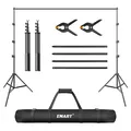 Produktbild: EMART Foto Hintergrund Ständer 2,6m x 3m, Verstellbare Hintergrundsystem Fotografie Kit mit 2 Federklemmen für Fotostudio, Porträt, Produktfotografie, Live-Streaming, Party, Hochzeit
