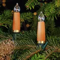 Produktbild: NARVA Kerzenlichterkette Holz 20 Schaftkerzen Kirsche Weihnachtsbaum Beleuchtung Innen 230V Strom Holzlichterkette Glasbirnen