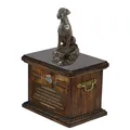 Produktbild: Art-Dog Custom Dog Sitzender Hund Statue Gedenkurne - Handgefertigte Kaltguss-Bronze auf Birke Basis - Urne für die Asche des Hundes - 8.3x11.4x8.7-5l - Boxer V