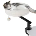 Produktbild: PawHut Katzen-Schreibtischbett, Katzenbett für Schreibtisch mit 360°Drehung, Verstellbarer Höhe, Katzenliege mit abnehmbarem, maschinenwaschbarem Bett, für Katzen unter 6 kg, Heimbüro, Cremeweiß