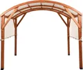 Produktbild: BELIANI Pavillon Hellbraun u. Cremeweiß Tannenholz mit Verstellbarem Stoffdach Rechteckig 303x300 cm Feststehend Modern Rustikal Holzpavillon Garten