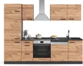 Produktbild: Küchenzeile Vicco Optima Goldkraft Eiche/Anthrazit 270 cm ohne Arbeitsplatte, mit Hochschrank, Model 55574