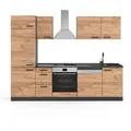 Produktbild: Vicco Küchenzeile Optima, Goldkraft Eiche/Anthrazit, 270 cm ohne Arbeitsplatte, mit H... goldfarben 270 cm x 81.6 cm x 57.1 cm