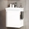 Produktbild: Planetmöbel Waschtisch mit Unterschrank 50 cm, Waschbeckenunterschrank hängend, Soft-Close, Badmöbel Set mit Waschbecken, weiß