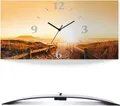 Produktbild: ARTland Wanduhr, gebogen Quarzuhr - schwarzer Zeiger Sonnenuntergang Panorama Strand Größe: 50x25 cm