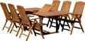 Produktbild: AS-S XXL Teak Set: Gartengarnitur Ausziehtisch 180-240cm + 6 Hochlehner Sessel Holz Serie JAV-TOBAGO