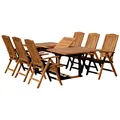 Produktbild: ASS XXL Teak Set: Gartengarnitur Ausziehtisch 180-240cm + 6 Hochlehner Sessel Holz Serie JAV-Tobago