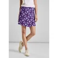 Produktbild: Minirock STREET ONE, Damen, Gr. 42, lila (bellflower lila), Stoff, 88% Viskose, 12% Polyamid, bedruckt, gerade mini, Röcke, softer Materialmix