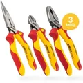Produktbild: Wiha Zangen Set für Elektriker (38637) 3-tlg. I Universal Kombizange 180mm + Flachrundzange 200mm + Seitenschneider 160mm I Zangenset Elektro VDE