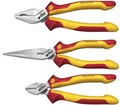 Produktbild: Wiha Zangen Set für Elektriker (38637) 3-tlg. I Universal Kombizange 180mm + Flachrundzange 200mm + Seitenschneider 160mm I Zangenset Elektro VDE