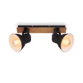 Produktbild: Briloner Leuchten Deckenlampe retro mit Holzbalken, 2-flammige Deckenleuchte vintage, E27 Fassung max. 40 Watt, verstellbare Lampenschirme, rustikaler Deckenspot, Schwarz-Weiß-Holz, 1 Stück (1er Pack)