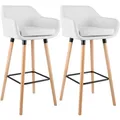 Produktbild: CLP Barhocker 2er Set gepolstert mit Lehnen Grant, Barstühle mit Kunstlederbezug, Gestelle aus Holz bis 150 kg belastbar