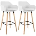 Produktbild: CLP - 2er Set Barhocker Grant Kunstleder weiß