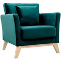 Produktbild: Abnehmbarer skandinavischer Sessel aus petrolblauem Samtstoff und hellem Holz OSLO