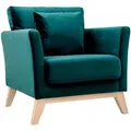 Produktbild: Miliboo - Abnehmbarer Skandinavischer Sessel Aus Petrolblauem Samtstoff Und Hellem Holz Oslo
