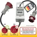 Produktbild: B+G E-Tech CEE 16A 400V Zwischenzählerbox Stecker 55mm Ø (Drehstromzähler FLDS100DR) mobil 100A digital