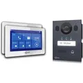 Produktbild: Goliath Basic Line 2-Draht Video Türsprechanlage 2x Monitore Weiß /Anthrazit Ausenstation Aufputz Dose