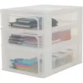 Produktbild: Iris Ohyama - Schreibtisch-Organizer mit 2 flache und 1 tiefe Schublade, Mattweiß, Easy-Pull-System, A4 & A5 Format, Schreibtisch Organizer für Büro,