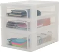 Produktbild: Iris Ohyama, Schreibtisch-Organizer mit 2 Flache und 1 Tiefe Schublade, Mattweiß, Easy-Pull-System, A4 & A5 Format, Schreibtisch Organizer für Büro, Schule, Schreibwaren, BPA-frei, Drawer, OCH-2021