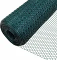 Produktbild: VOUNOT® Drahtzaun Sechskantgeflecht, Maschendrahtzaun, 1x25m, Maschenweite 25mm, PVC-Beschichtet Grün