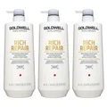 Produktbild: Goldwell Rich Repair 3 x 1000 ml Conditioner für strapaziertes Haar Set