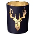 Produktbild: EDZARD Windlicht Lio (Höhe 13 cm, ø 10 cm), außen matt-schwarz/innen gold mit Hirsch-Motiv