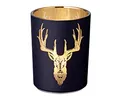 Produktbild: EDZARD Windlicht Lio, Höhe 13 cm, Hirsch-Motiv, außen matt schwarz/innen Gold - Teelichthalter, Teelichtglas