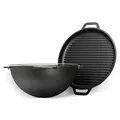 Produktbild: 4BIG.fun Schwenktopf 12L Kazan aus Gusseisen Kasan Asien Kessel mit Deckel-Grillpfanne Gusstopf Campingtopf mit Deckel - Bratpfanne Grill Dutch Oven Tatarskij Wok Outdoorküche Gulaschkanone Grillwok