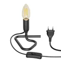 Produktbild: ledscom.de Tischlampe TRIN schwarz mit Stecker und Schalter inkl. E14 Lampe 458lm Vintage gold extra-warmweiß