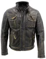 Produktbild: Infinity Herren Schwarz warmen Jahrgang Brando Bikerjacke aus Leder 2XL