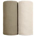 Produktbild: lulumoon Baby Pucktuch Musselin Decke - Baumwolle Dünne Atmungsaktive Babydecke - Baby Swaddle Decke Tücher für Junge und Mädchen 2 Stück 100x100cm (Olivgrün)